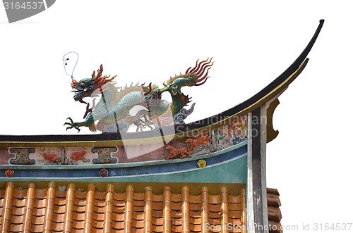 Image of Dragon on the top of chinese temple