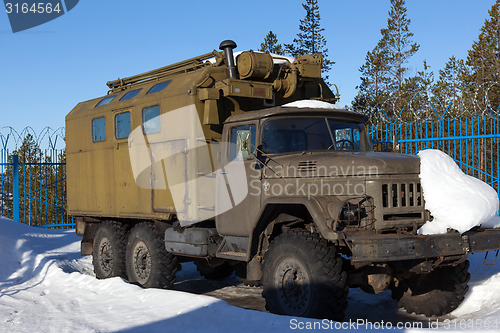 Image of RUSSIA - MARCH 16, 2015: Old soviet off-road vehicle ZIL-131 in 