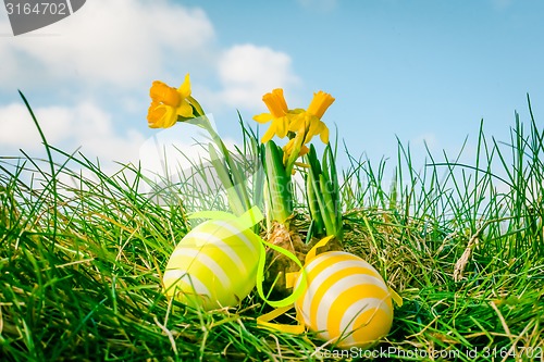 Image of Easter eggs with stripes