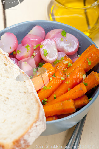 Image of steamed  root vegetable on a bowl