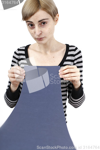 Image of Woman holding a paper