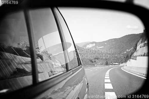 Image of Car mirror reflection