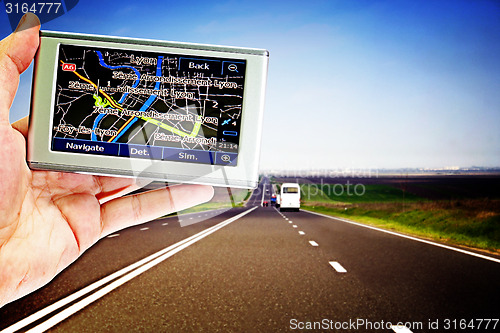 Image of  gps in a man hand.