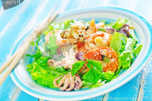 Image of salad with seafood 