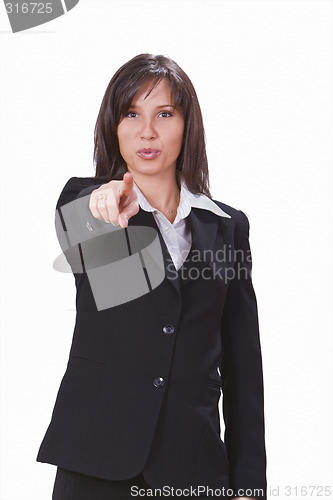 Image of Businesswoman pointing the finger