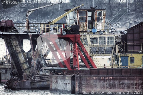 Image of Ships moored at a shipyard