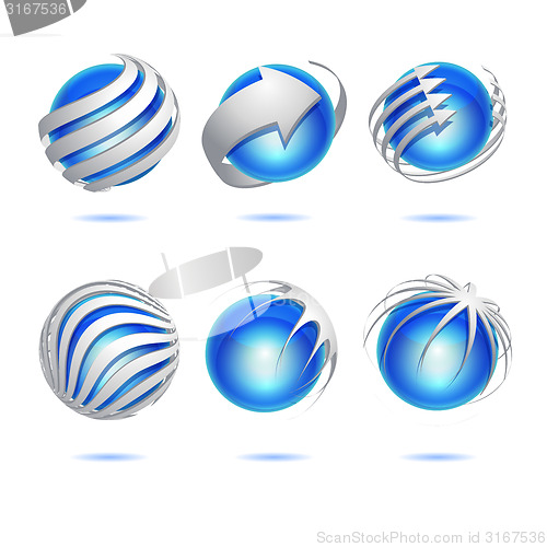 Image of Abstract 3d vector sphere set