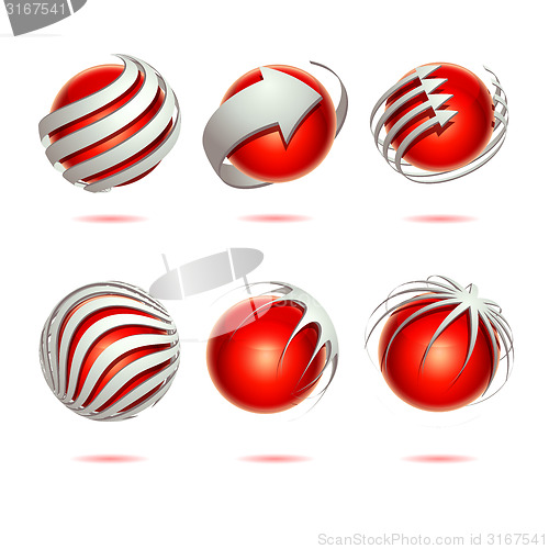 Image of Abstract 3d vector sphere set