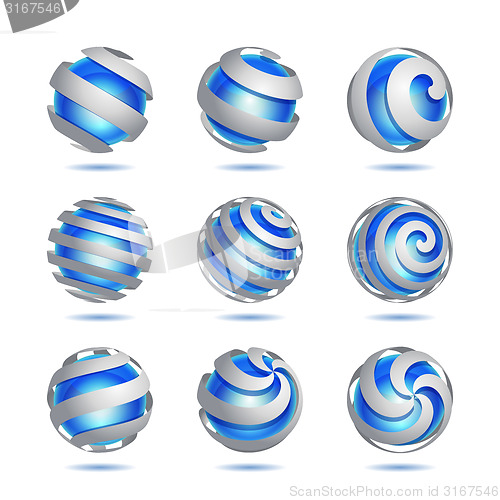 Image of Abstract 3d vector sphere set