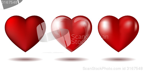 Image of Set of Red heart icon isolated on white. 