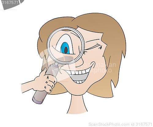 Image of woman with magnifying glass