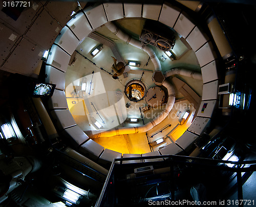 Image of Zero gravity space station running exercise and storage module