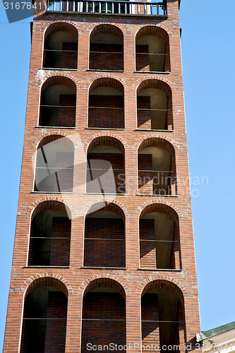 Image of   castellanza  old abstract       wall  and church   sunny day 