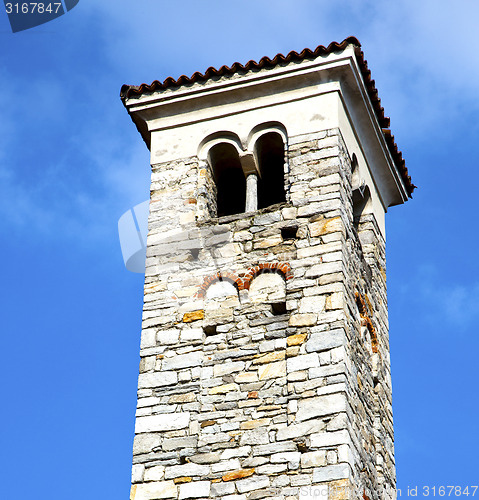 Image of in varano borghi    and church tower bell sunny day 