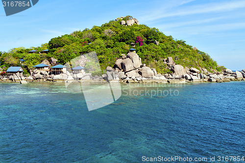 Image of asia kho tao   rocks house boat in thailand   south china sea 