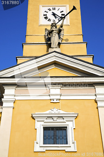 Image of in cislago old abstract    italy   the   wall  and church tower 