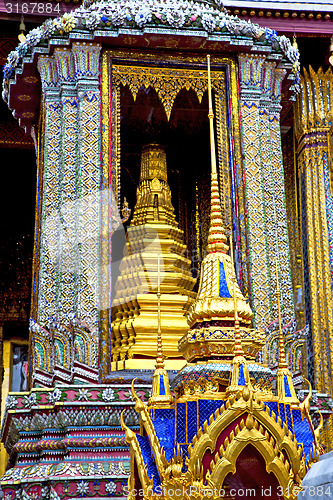 Image of blue  gold    temple   in   bangkok  thailand incision of the te