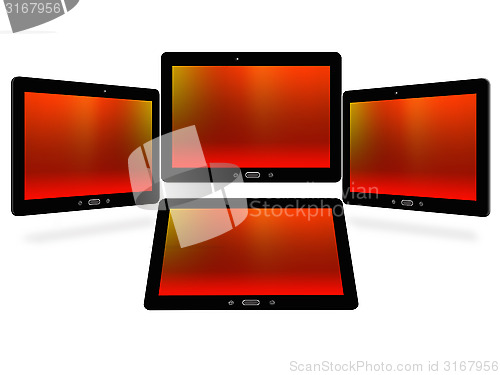 Image of tablets with red image isolated on white