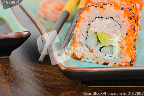 Image of Closeup California maki sushi on the table