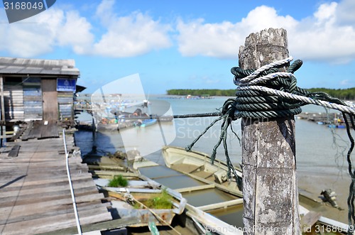 Image of Scenic of Kukup village, a well known fishing village in Malaysi