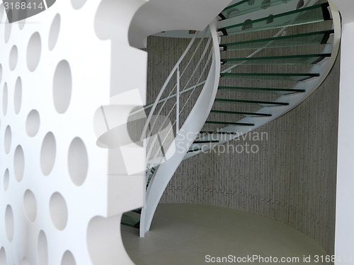 Image of modern glass spiral staircase