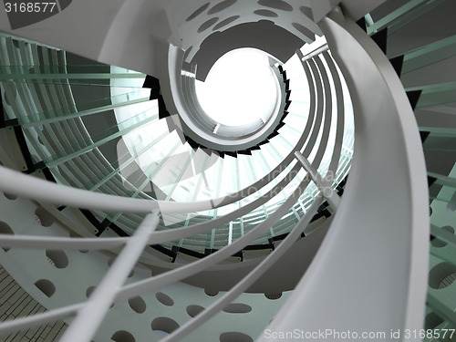 Image of modern glass spiral staircase