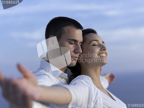 Image of happy young romantic couple have fun arelax  relax at home