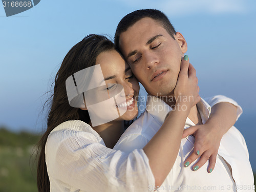Image of happy young romantic couple have fun arelax  relax at home