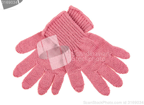 Image of knitted woolen baby gloves