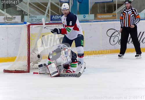 Image of Janus Jaroslav (32) goaltender of Slovan team