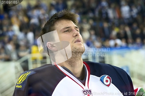Image of Janus Jaroslav (32) goaltender of Slovan team