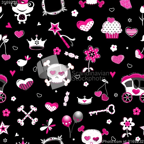 Image of aggressive style princess seamless pattern