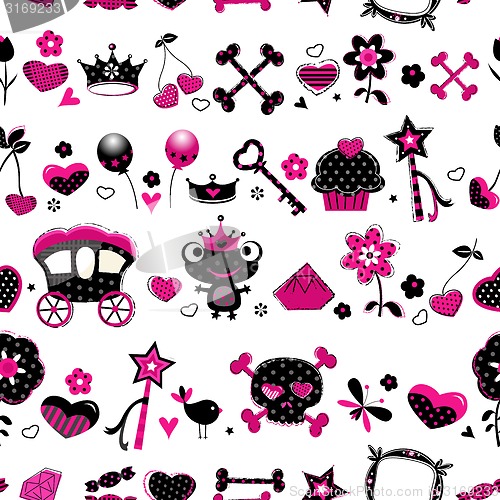 Image of aggressive style princess seamless pattern