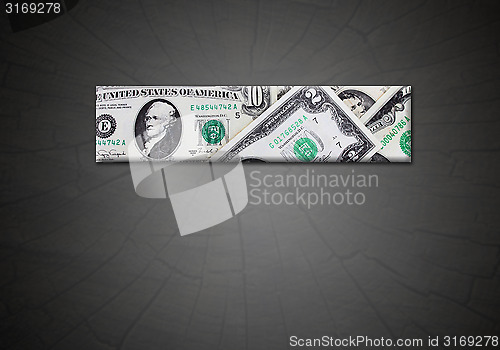 Image of strip from dollars on the gradient dark background