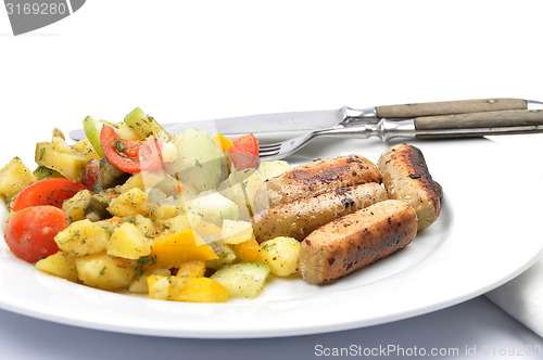 Image of Mixed Potato salad with sausages