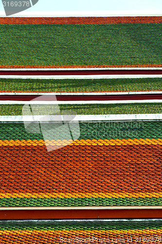 Image of  asia thailand abstract   colors roof wat    and sky