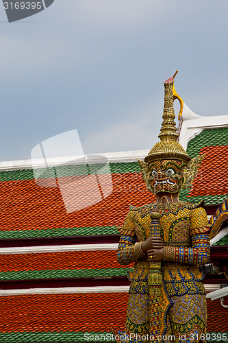 Image of  thailand asia   in  bangkok rain  temple abstract cross demon w