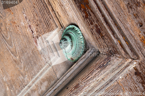 Image of defocused abstract   door curch  closed wood lombardy   lonate p