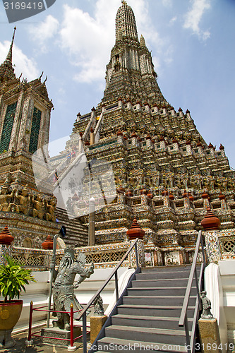 Image of  pavement gold    temple   in   statue  thailand incision of the