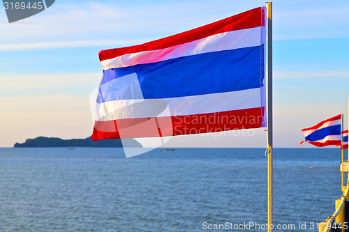 Image of asia  lomprayah  bay isle sunrise flag   in thailand and 