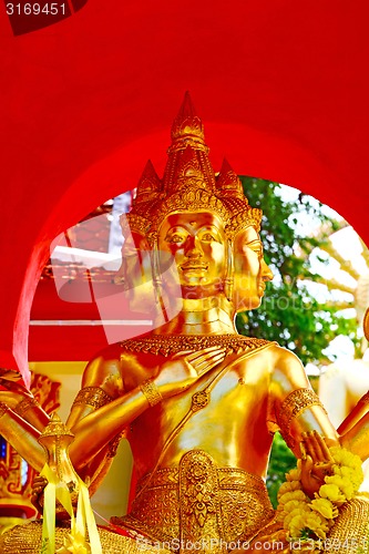 Image of siddharta   in the temple bangkok asia   red three face