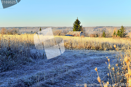 Image of Rural landscape with autumn frost