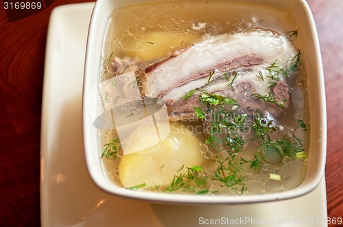 Image of soup with lamb meat