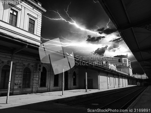 Image of Lightning over the station