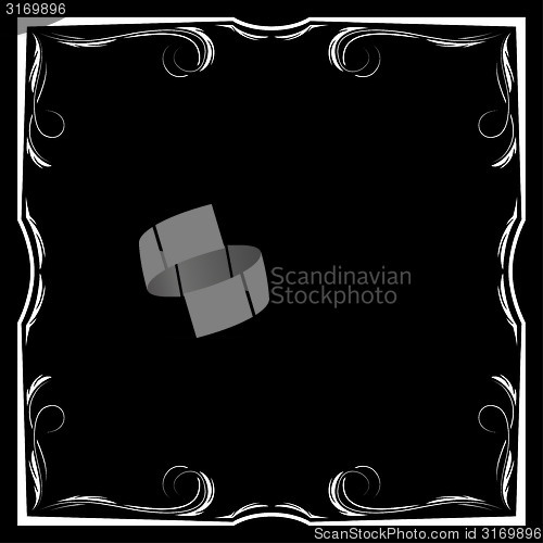 Image of Vector floral white frame on a black background