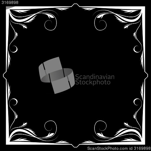 Image of Vector floral white frame on a black background