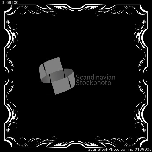 Image of Vector floral white frame on a black background