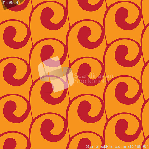 Image of Vector seamless orange background with red swirls