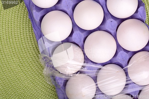 Image of Chicken eggs in egg tray