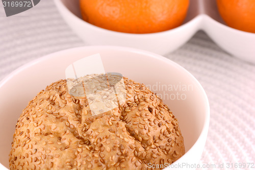 Image of sweet cake on white plate with